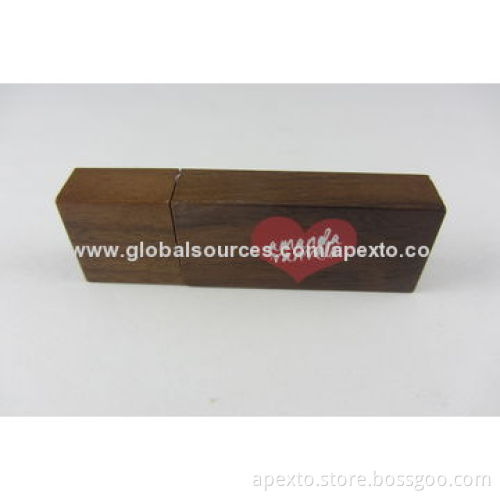 Wooden USB Stick with 1-16GB Storage Capacity and Customized Logos, Supports Password Protection